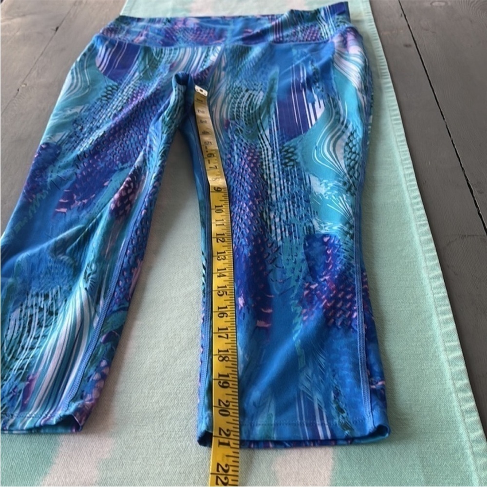 Reel Legends Keep It Cool Blue Coastal Print Athletic Leggings L - Picture 8 of 8
